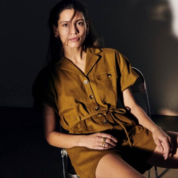 MADEWELL Belted Safari Romper pockets short cuffed sleeves 3197 - Picture 7 of 7